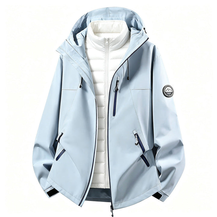 Abrigo exterior femenino en softshell con abrigo interior desmontable