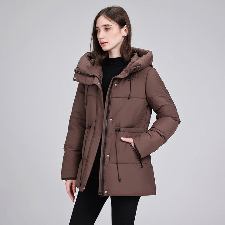 Parka acolchada de señora con capucha, cordón ajustable en la cintura y puños acanalados