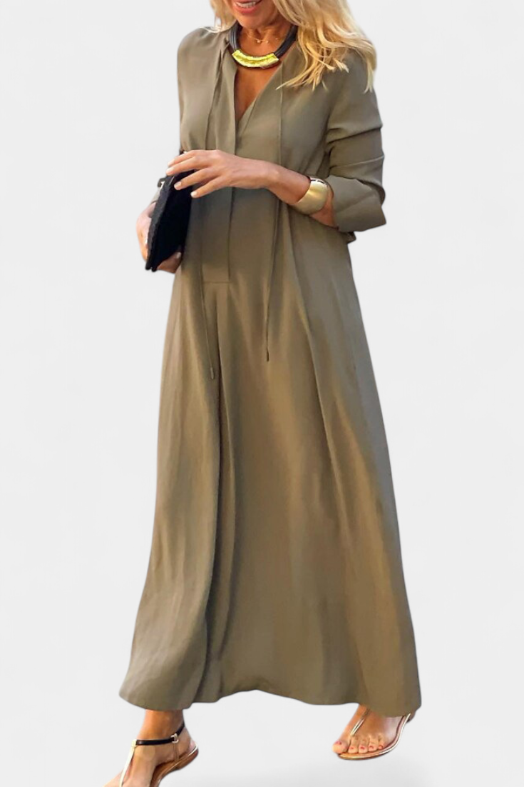 Verónica Vestido de Manga Larga con Escote en V