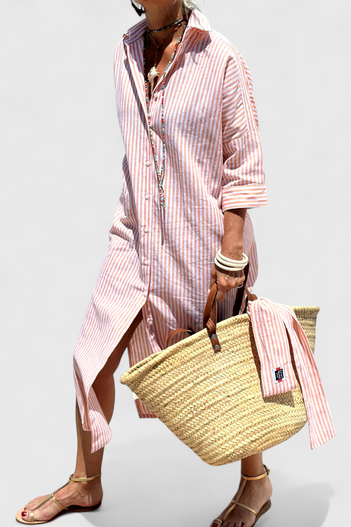 Sherlyn Vestido Camisero de Rayas con Estilo Atemporal