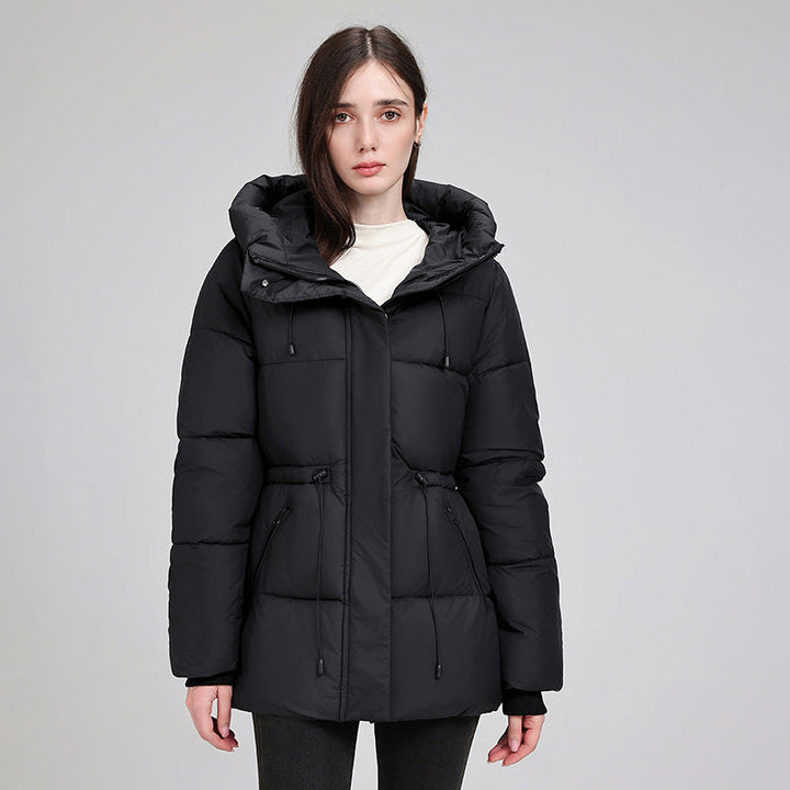 Parka acolchada de señora con capucha, cordón ajustable en la cintura y puños acanalados