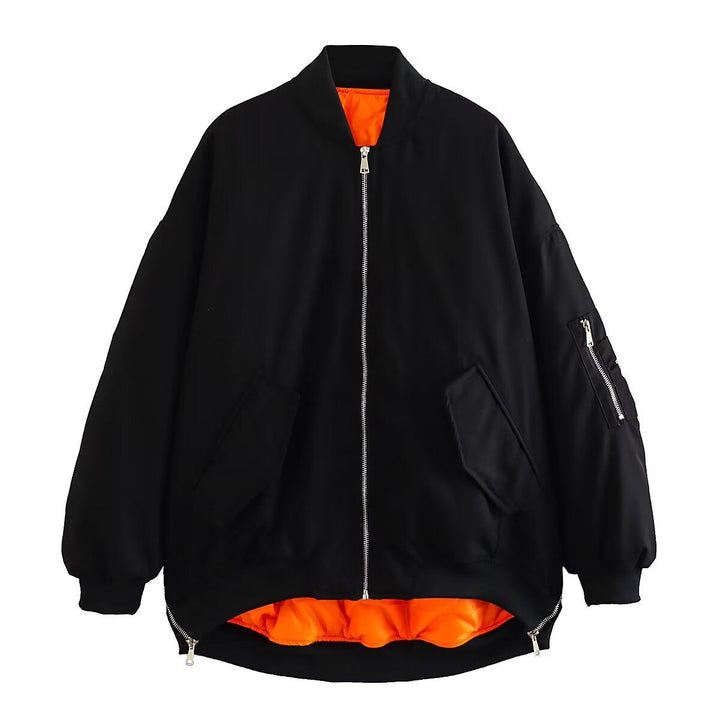 Blusón bomber oversized de señora con bolsos