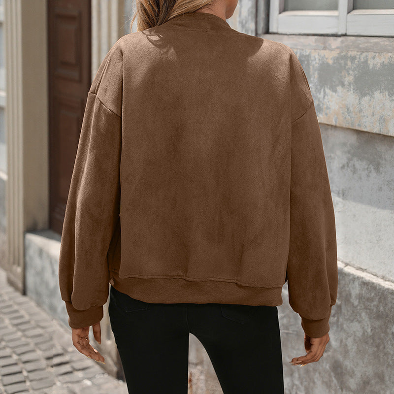 Chaqueta bomber oversized de mujer con mangas largas y bolsillos en el pecho