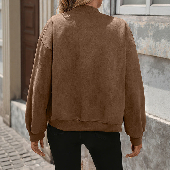 Chaqueta bomber oversized de mujer con mangas largas y bolsillos en el pecho
