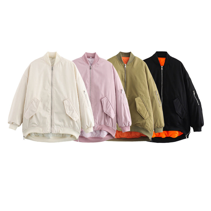Blusón bomber oversized de señora con bolsos