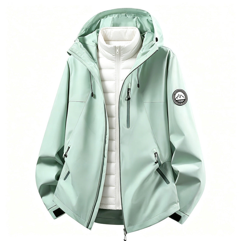 Abrigo exterior femenino en softshell con abrigo interior desmontable