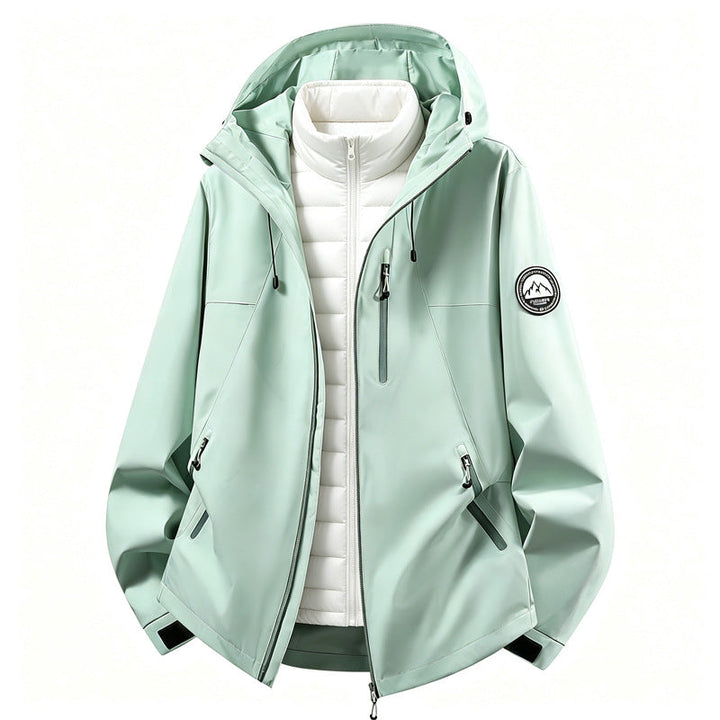 Abrigo exterior femenino en softshell con abrigo interior desmontable