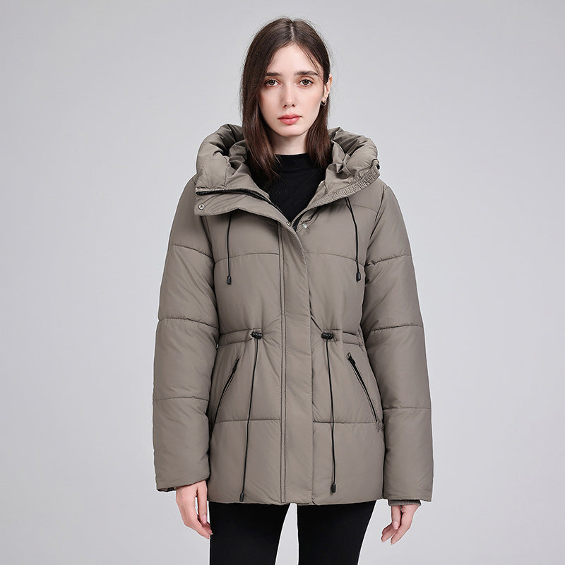 Parka acolchada de señora con capucha, cordón ajustable en la cintura y puños acanalados