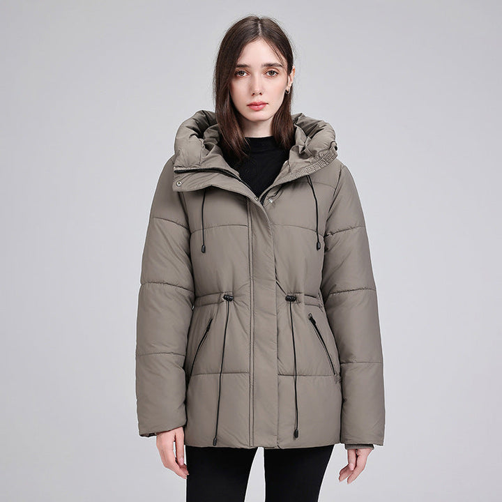 Parka acolchada de señora con capucha, cordón ajustable en la cintura y puños acanalados