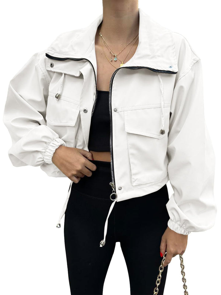 Chaqueta corta de señora con cordón ajustable y puños elásticos