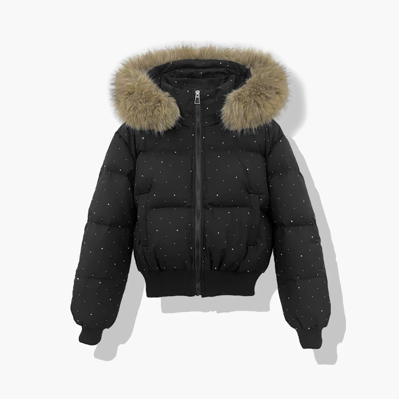 Chaqueta corta acolchada de señora con capucha desmontable
