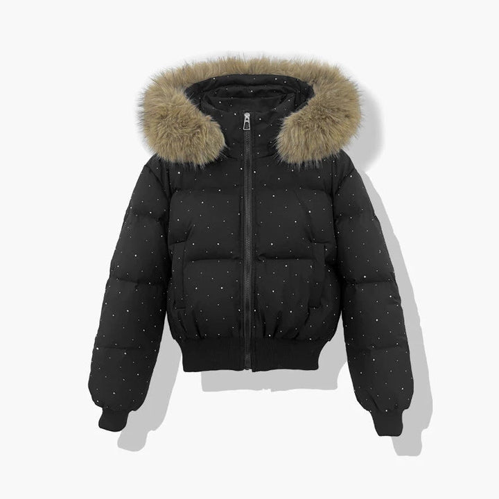 Chaqueta corta acolchada de señora con capucha desmontable
