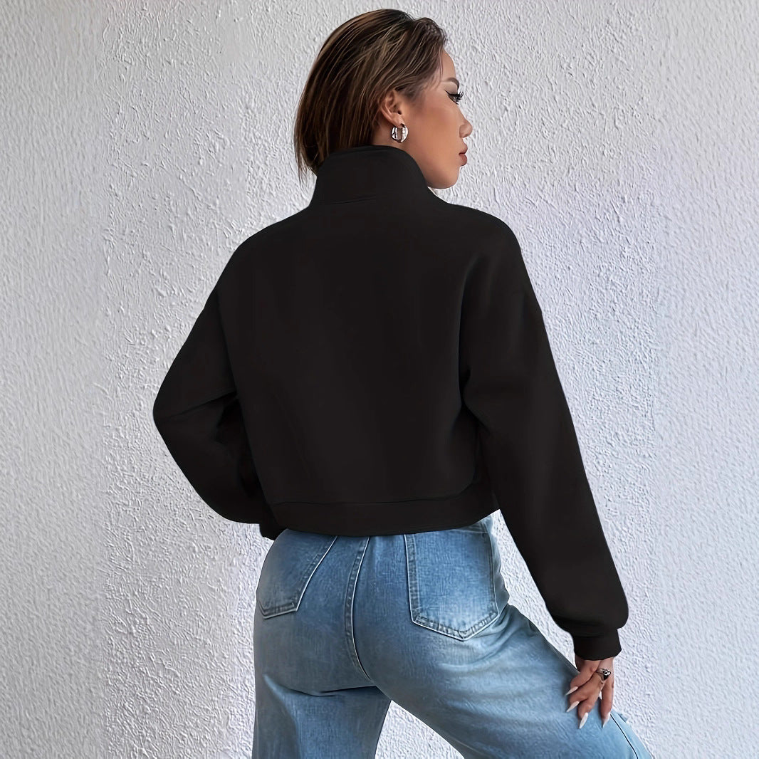 Chaqueta corta de ocio para mujer, con bolsillos y cremallera