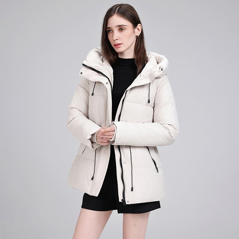 Parka acolchada de señora con capucha, cordón ajustable en la cintura y puños acanalados