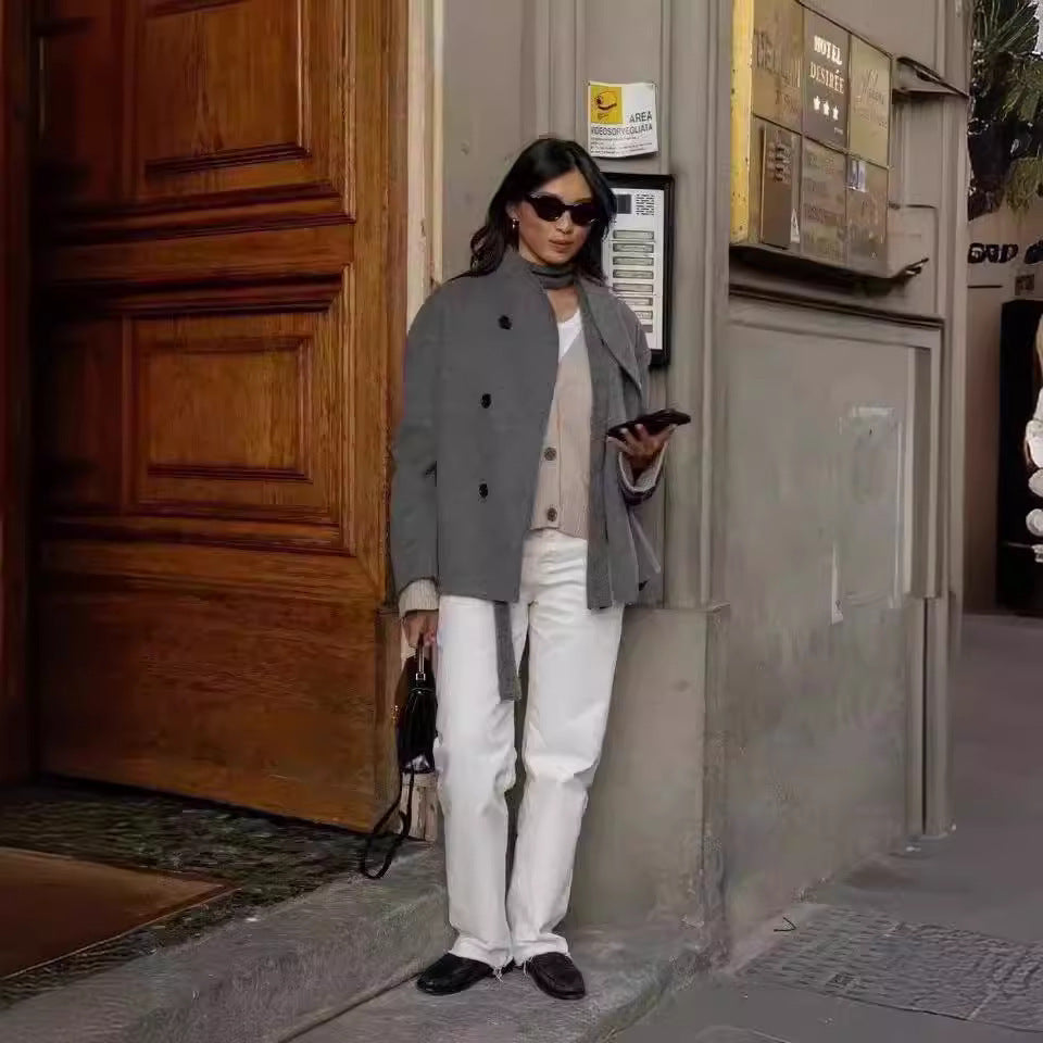 Abrigo oversized de mujer con cierre de cremallera doble y bolsillos