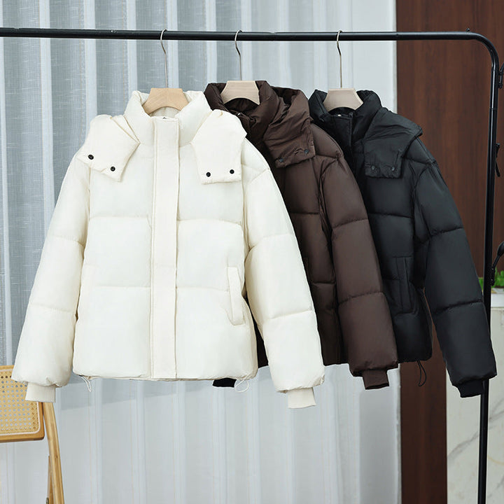 Chaqueta acolchada corta de señora con cuello desmontable