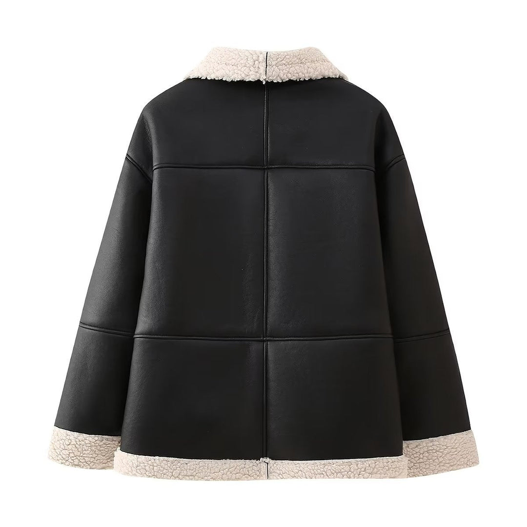 Blusón aviador oversized para señora, con bolsillos