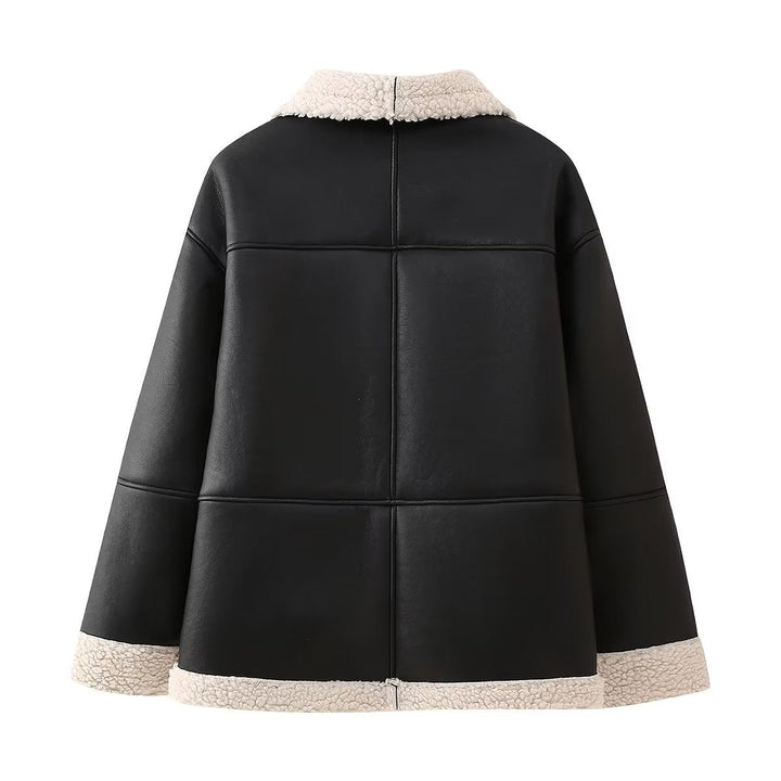 Blusón aviador oversized para señora, con bolsillos