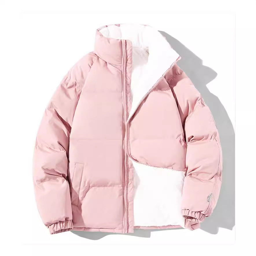 Chaqueta bomber acolchada térmica para mujer, con forro de pelo y cuello alto