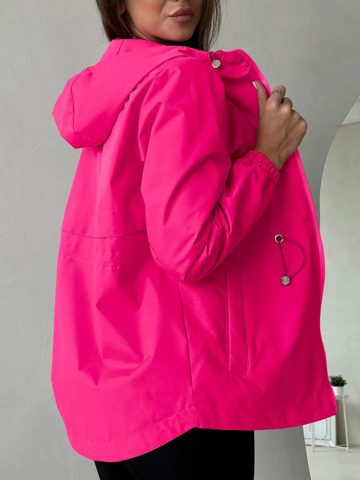 Abrigo exterior para mujer con capucha ajustable y bolsillos espaciosos