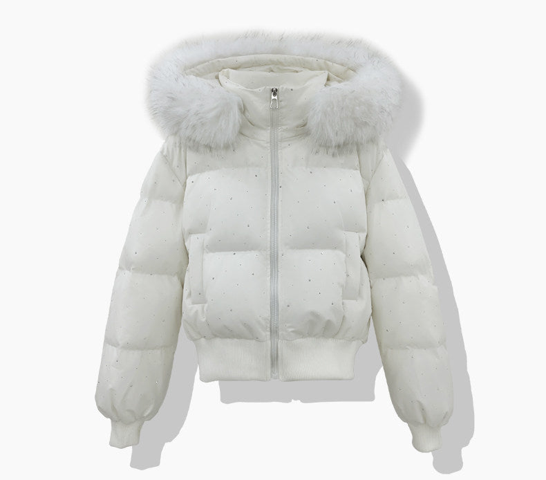 Chaqueta corta acolchada de señora con capucha desmontable