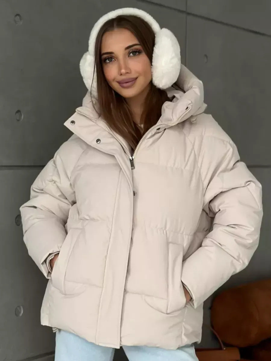 Abrigo acolchado oversized para mujer, con capucha y bolsillos integrados