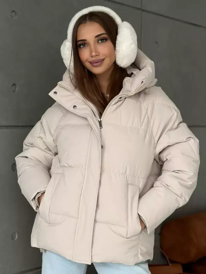 Abrigo acolchado oversized para mujer, con capucha y bolsillos integrados