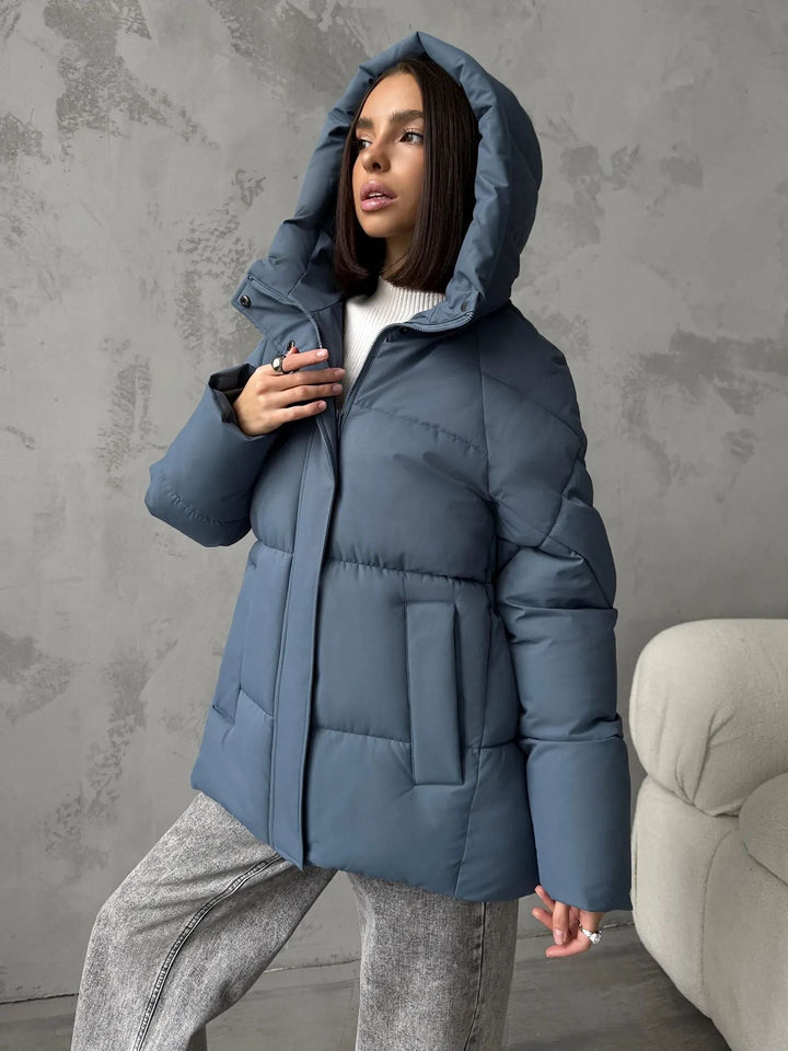 Abrigo acolchado oversized para mujer, con capucha y bolsillos integrados