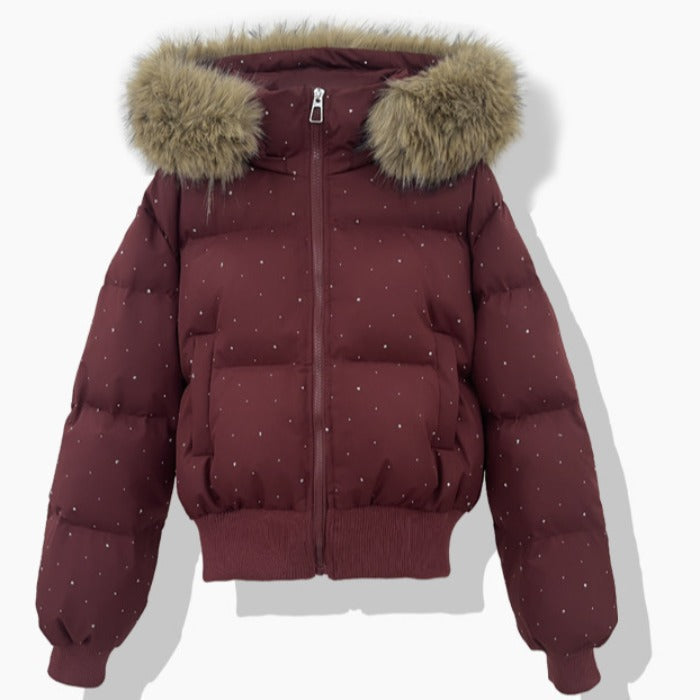 Chaqueta corta acolchada de señora con capucha desmontable