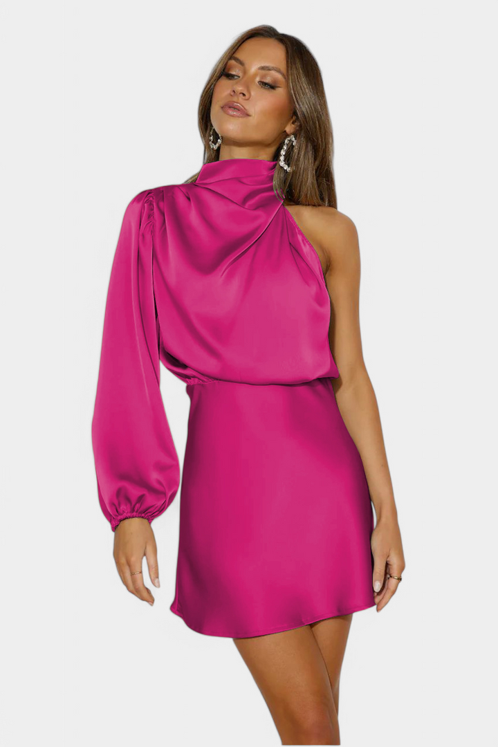 Mara Vestido Mini Drapado de Un Hombro