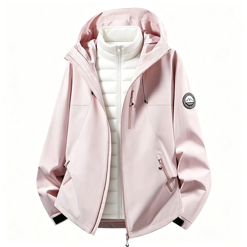 Abrigo exterior femenino en softshell con abrigo interior desmontable