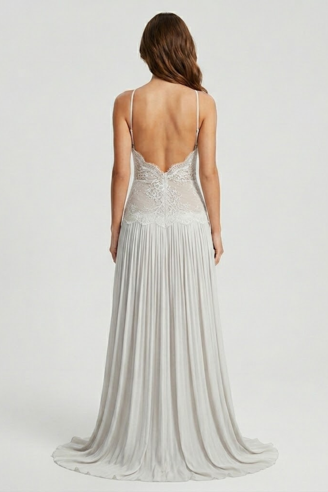 Vestido maxi para mujer con escote halter, top de bustier de encaje, espalda descubierta, falda plisada