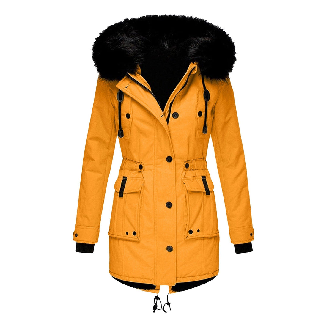 Parka de señora con capucha, botones y bolsillos