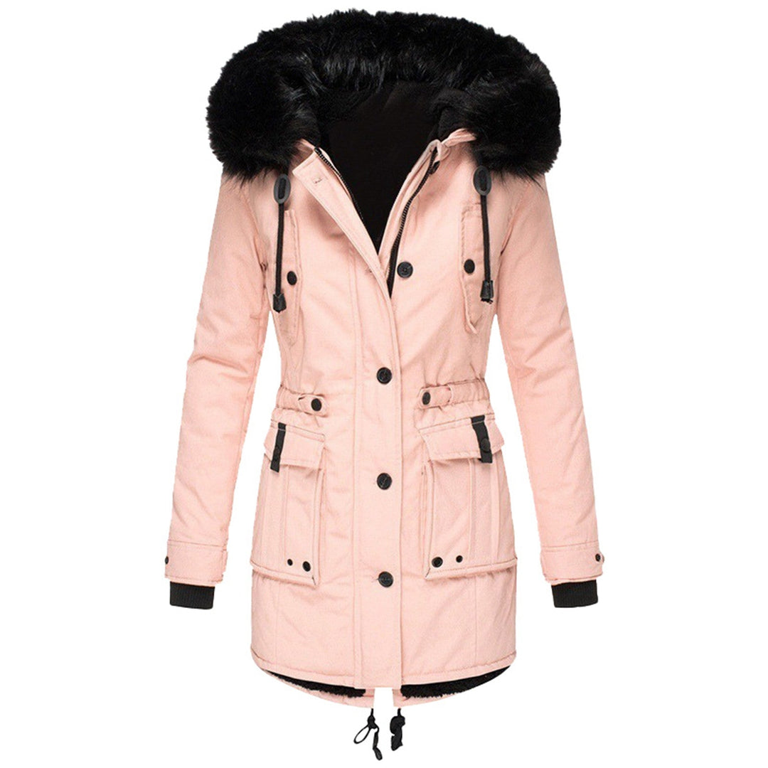Parka de señora con capucha, botones y bolsillos