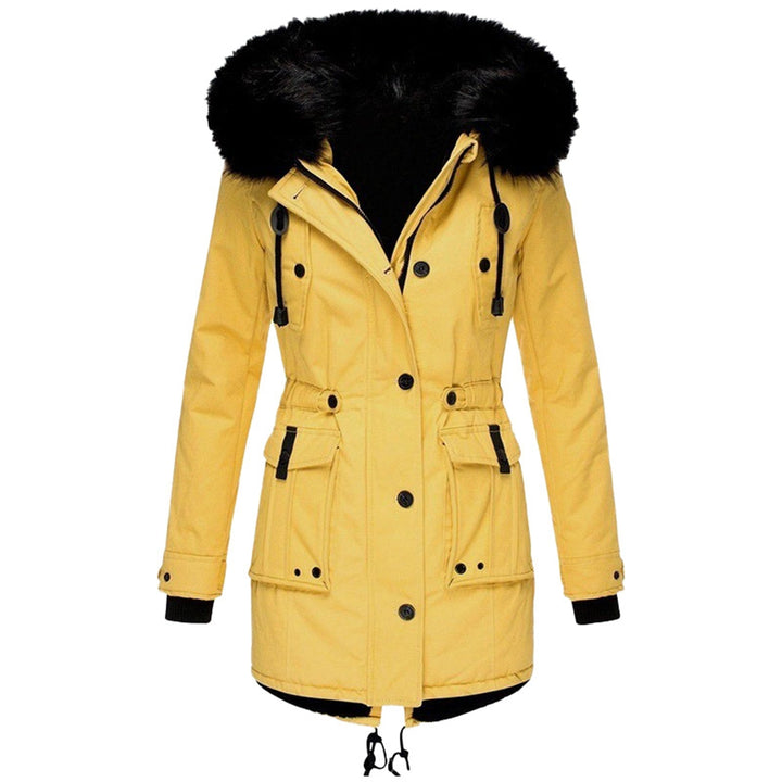 Parka de señora con capucha, botones y bolsillos