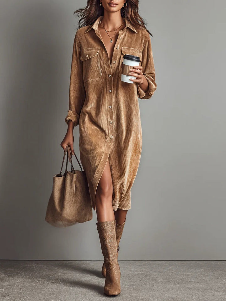 Estela | Vestido midi de pana