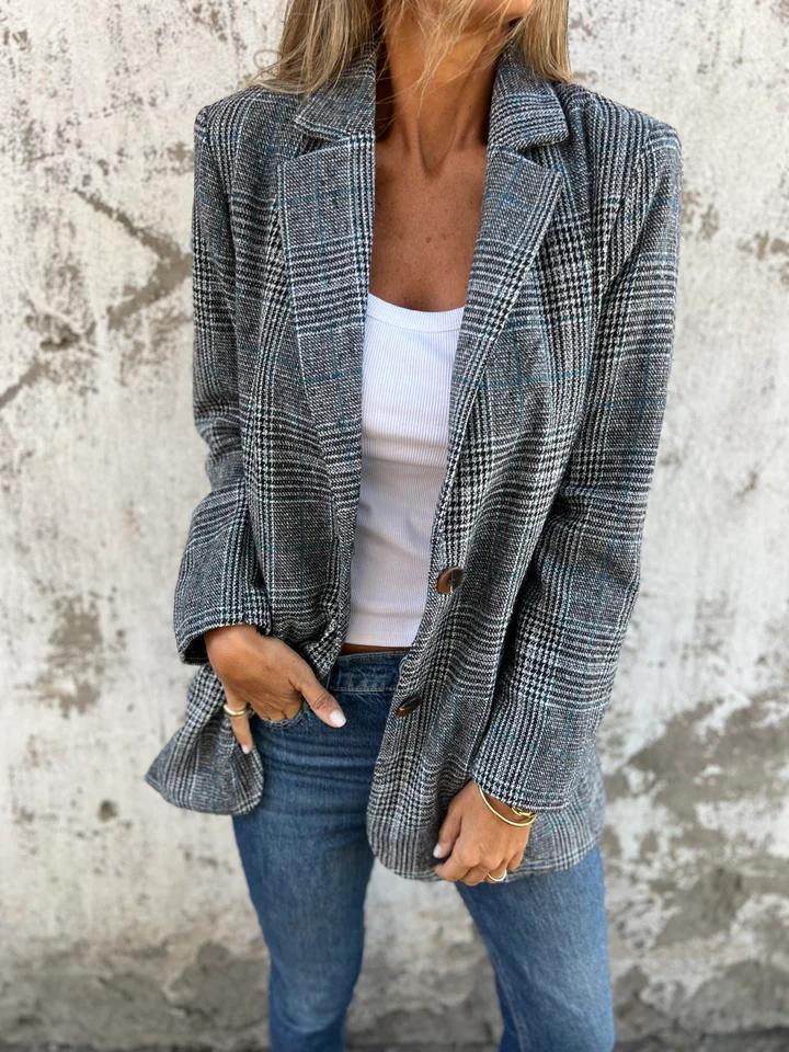 Vittoria - Blazer casual a cuadros con solapas