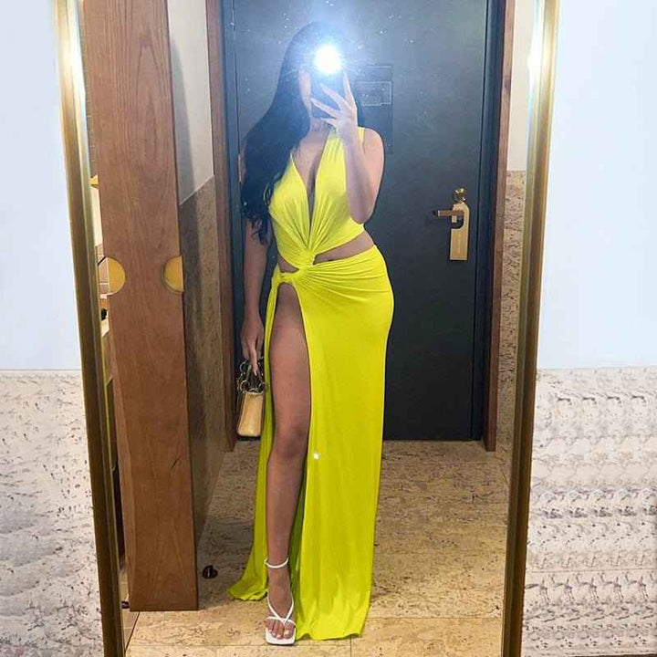 Ava – Maxivestido con abertura y efecto envolvente
