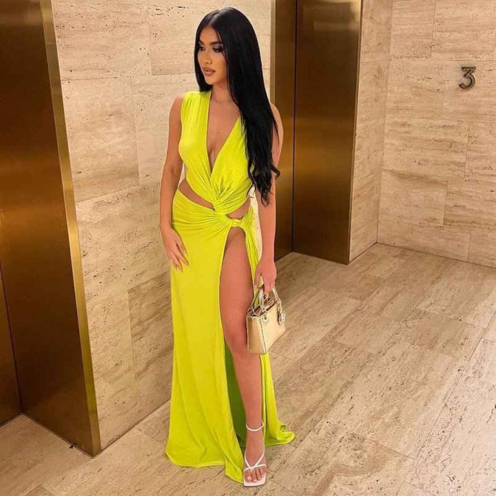 Ava – Maxivestido con abertura y efecto envolvente