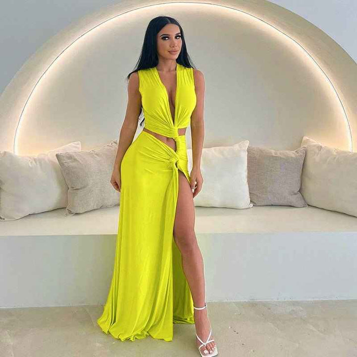 Ava – Maxivestido con abertura y efecto envolvente