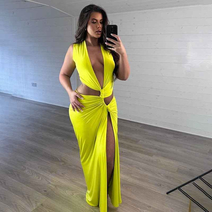 Ava – Maxivestido con abertura y efecto envolvente
