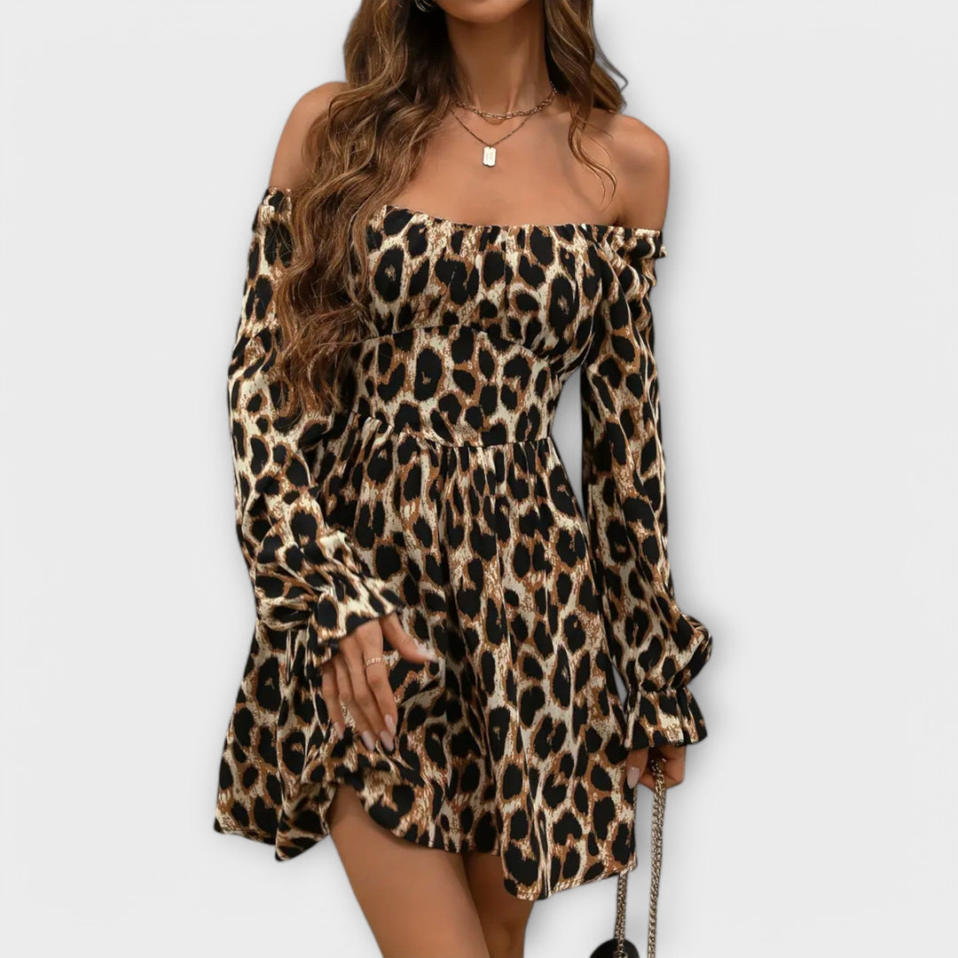 Catarina - Vestido corto con estampado de leopardo