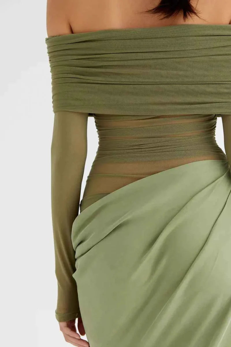 Maxi vestido de malla recortada