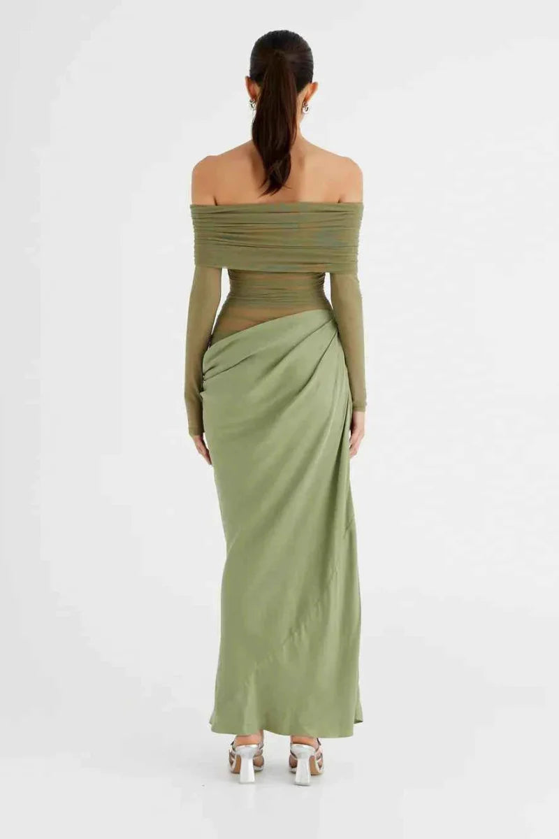 Maxi vestido de malla recortada