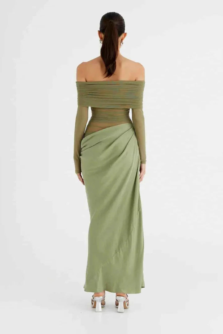 Maxi vestido de malla recortada