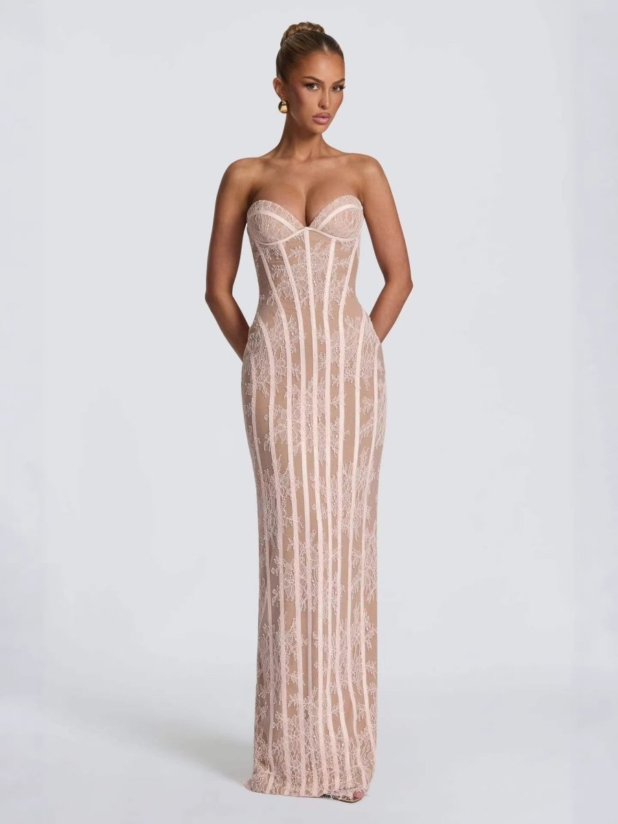 Elegantes Corsagen Maxikleid Figurbetont