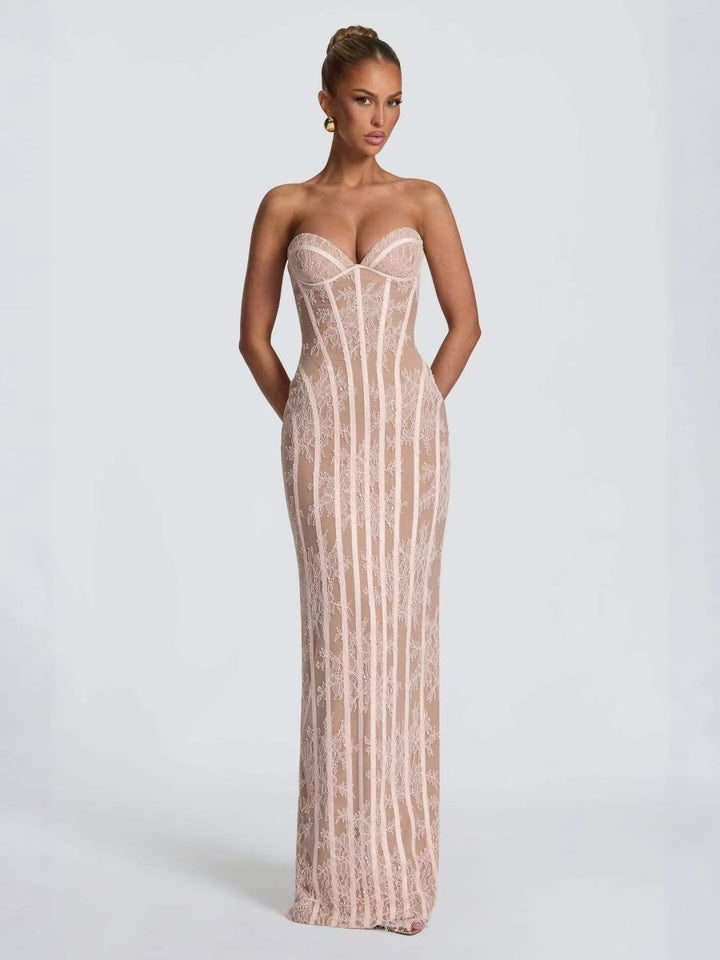 Elegantes Corsagen Maxikleid Figurbetont