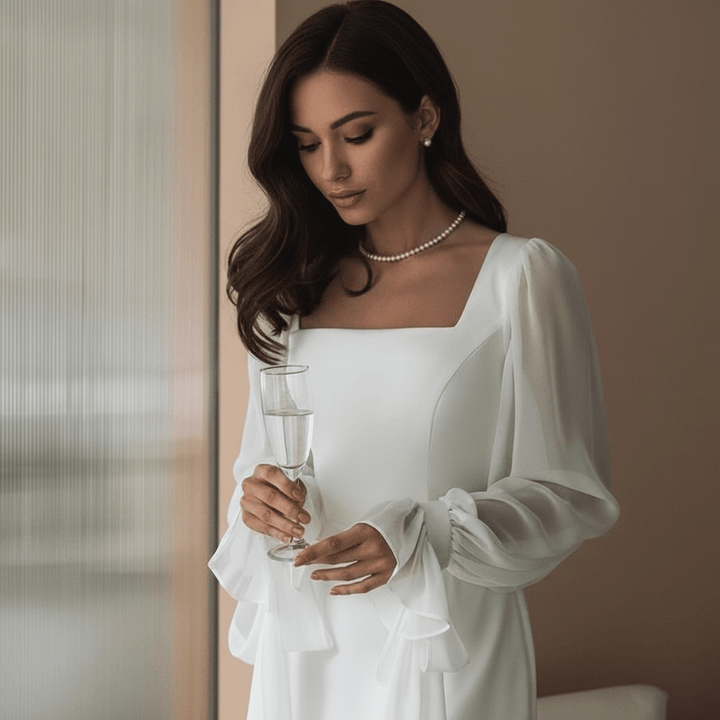 Elegante vestido maxi para damas con escote cuadrado