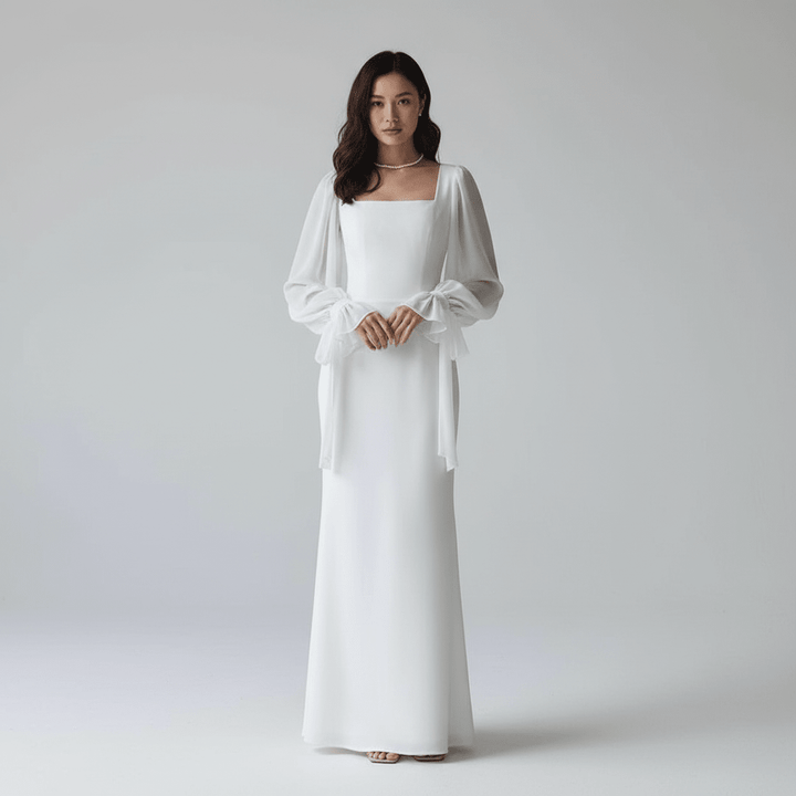 Elegante vestido maxi para damas con escote cuadrado
