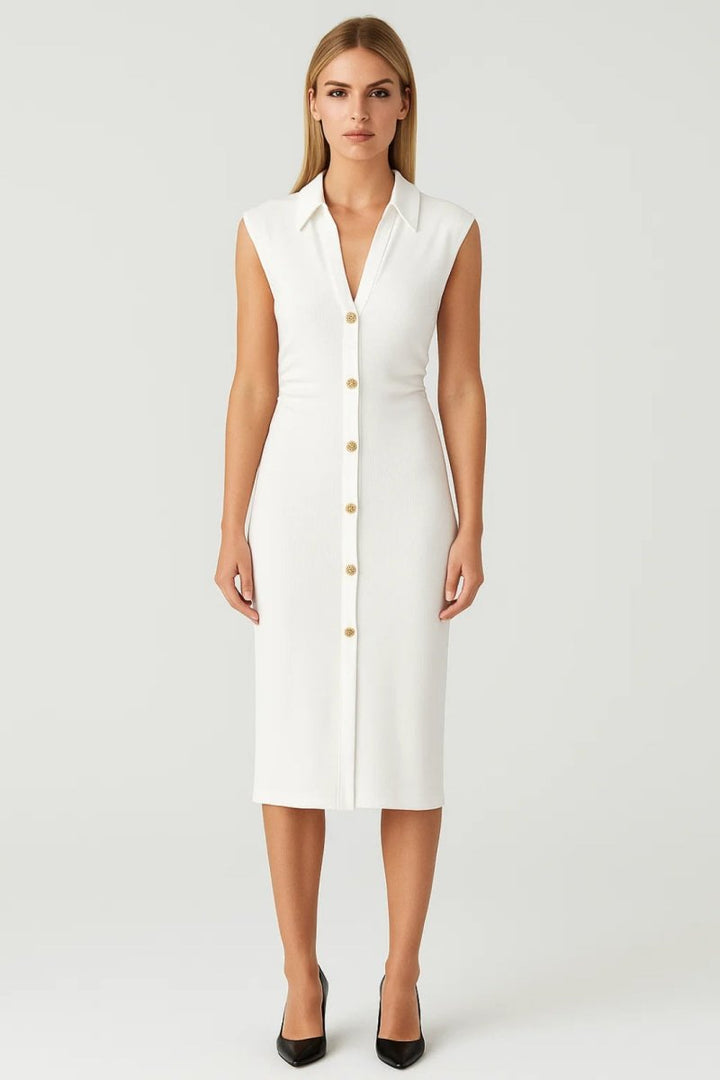 Vestido de tubo midi elegante sin mangas para damas